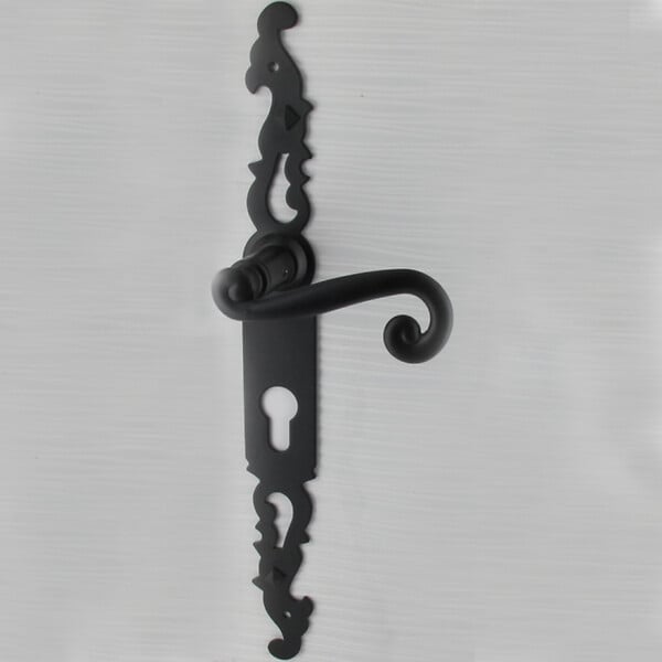 SECURY-T - Poignées de porte fer forgé COQ noir 330X36 mm Trou de cylindre i - large