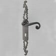 SECURY-T - Poignées de porte fer forgé COQ vieil argent 330X36 mm Trou de clé L - vignette