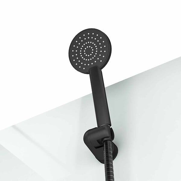 AURLANE - Cabine de douche carrée 80x80x200 cm - Porte pivotante - Fonds Blancs & Profilés Noir Mat - large