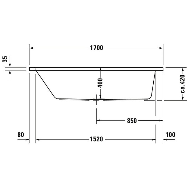 DURAVIT - Baignoire droite 170x75 D-Code bonde au centre - large
