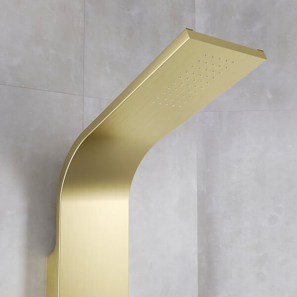 AURLANE - Colonne de douche Effet Pluie - 140x20cm - Acier inoxydable Or brossé - large