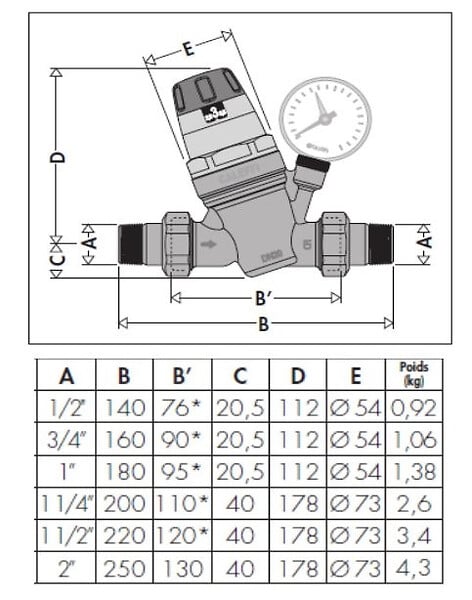 THERMADOR - Réducteur 535 à cartouche démontable - Réf. fab. : R53520 Diam. : 20x27 - large