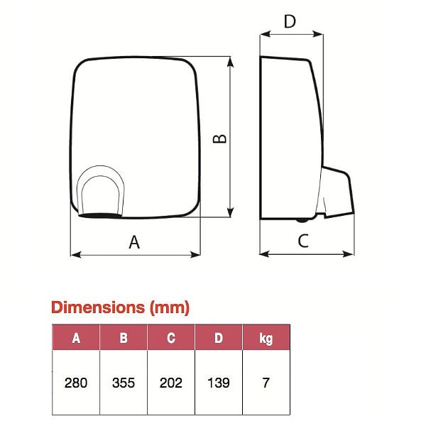 VORTICE - Sèche-mains robuste coque en métal blanc automatique - VORTICE - SMMA - large