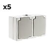 ZENITECH - Lot de 5 doubles prises 2P+T saillie + raccordement rapide - Zenitech - vignette