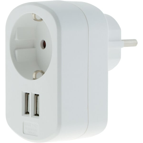 ZENITECH - Prise Schuko 16A + 2 USB A 3,4A - Blanc - Zenitech - large