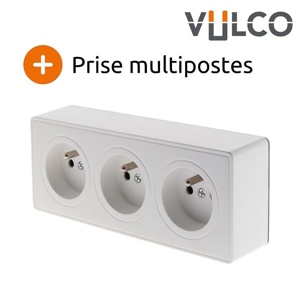 ZENITECH - Lot de 5 prises triples 16A en saillie - Blanc - Vulco - Zenitech - large