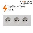 ZENITECH - Lot de 5 prises triples 16A en saillie - Blanc - Vulco - Zenitech - vignette