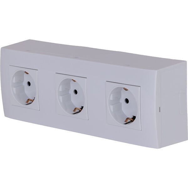 ZENITECH - Triple prise Schuko en saillie + plaque de finition - Blanc - Kalya - Zenitech - large