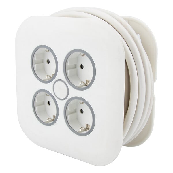 ZENITECH - Enrouleur domestique 4 prises Schuko 7m - Blanc - Zenitech - large