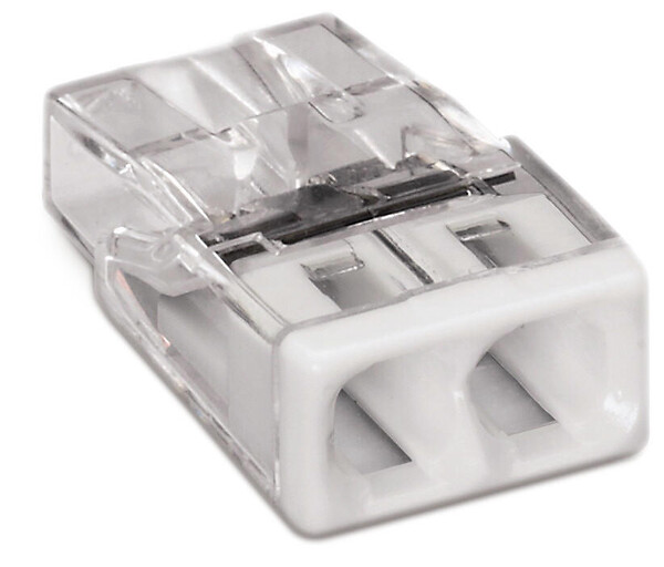 WAGO - Lot de 100 bornes WAGO 2273 - 2 x 0,5 à 2,5mm² Transp. / Blanc - large
