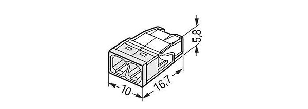 WAGO - Lot de 100 bornes WAGO 2273 - 2 x 0,5 à 2,5mm² Transp. / Blanc - large