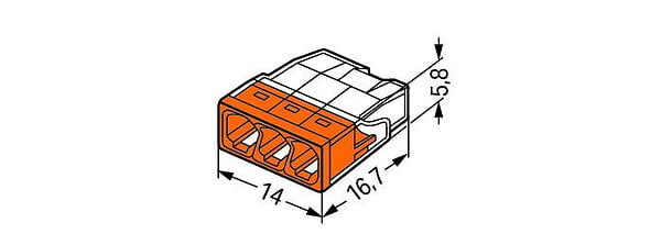 WAGO - Lot de 100 bornes WAGO 2273 - 3 x 0,5 à 2,5mm² Transp. / Orange - large