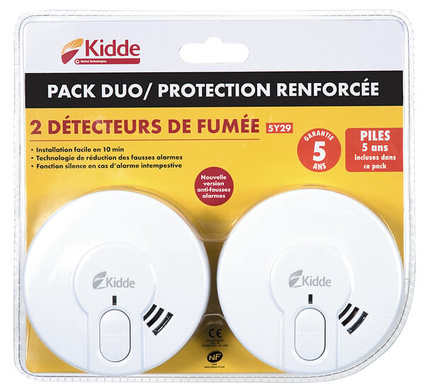 KIDDE - Lot de 2 détecteurs de fumée 5Y29 pile L - Kidde - large