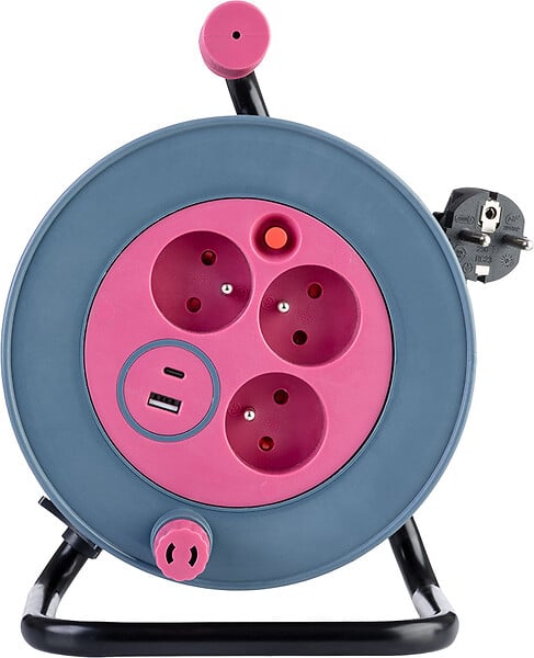 ZENITECH - Enrouleur bricolage 3 prises + 2 USB-A/C - Rose - Zenitech - large