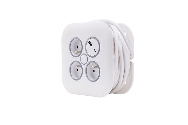 ZENITECH - Enrouleur électrique domestique 3 prises + 2 USB-A/C - Blanc - Zenitech - large