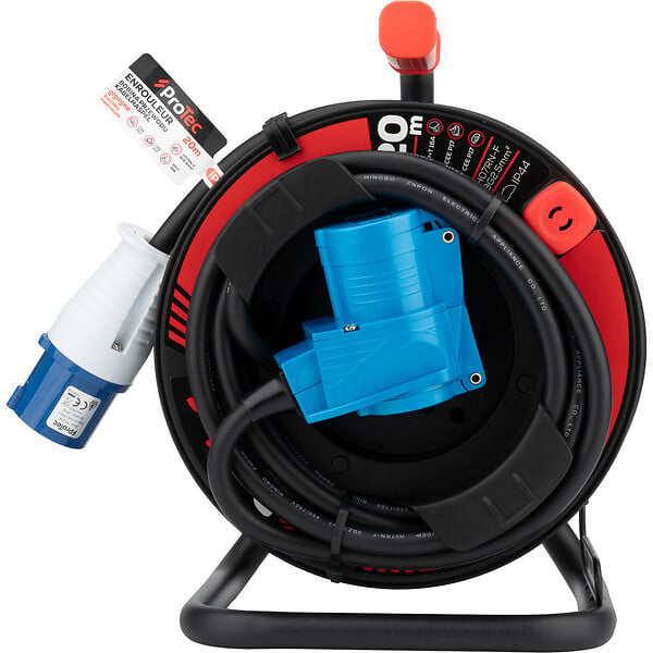 PROTEC - Enrouleur Schuko/CEE P17 20m - Noir/Bleu - Protec - large