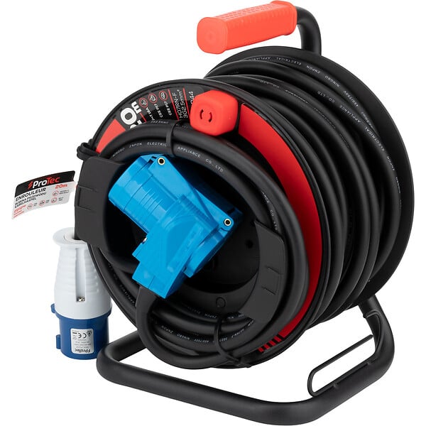 PROTEC - Enrouleur Schuko/CEE P17 20m - Noir/Bleu - Protec - large