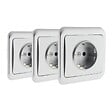 ZENITECH - Lot de 3 prises encastrées Schuko 16A - Gris - Antaria - Zenitech - vignette
