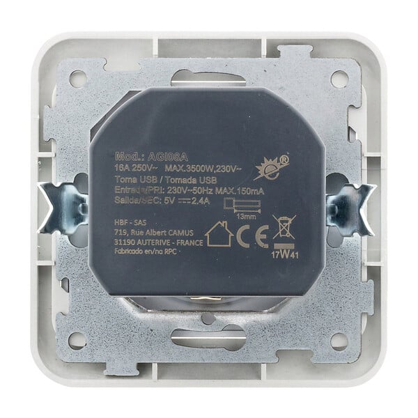 ZENITECH - Prise encastrée Schuko 16A + USB A - Gris - Antaria - Zenitech - large