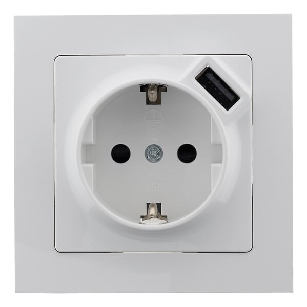 ZENITECH - Prise encastrable Schuko 16A + USB - Kalya - Blanc - Zenitech - large