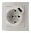 ZENITECH - Prise encastrable Schuko 16A + USB - Kalya - Blanc - Zenitech - vignette