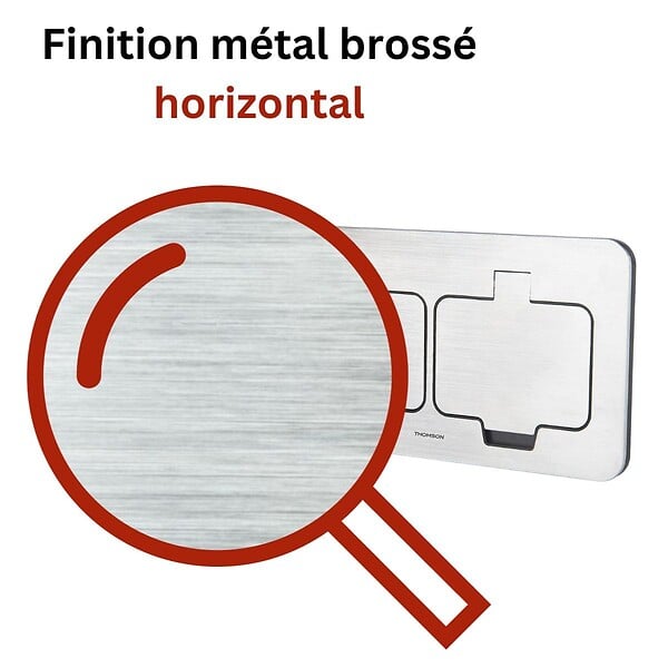 PROTEC - Double prise de sol étanche Initiale 16A 2P+T IP55 - Métal brossé - Protec - large