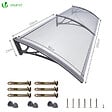VOUNOT - Auvent de porte marquise 200x80 cm transparent en Polycarbonate anti UV Gris - vignette