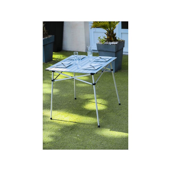 O'CAMP - Lot de 2 tables à lattes de camping - Housse de transport inclus - 70 x 70 x 70 cm - large