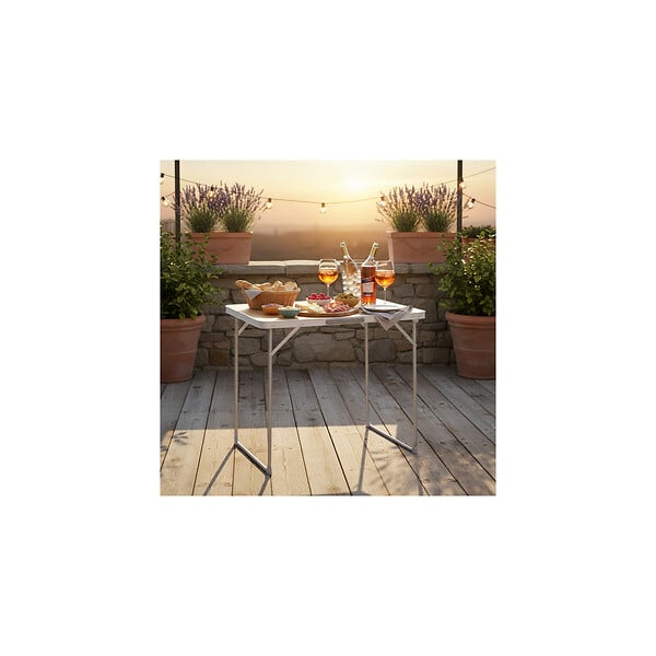 O'CAMP - Lot de 2 tables de camping pliables 4 places - Forme valise - 80 x 60 x 70 cm - large