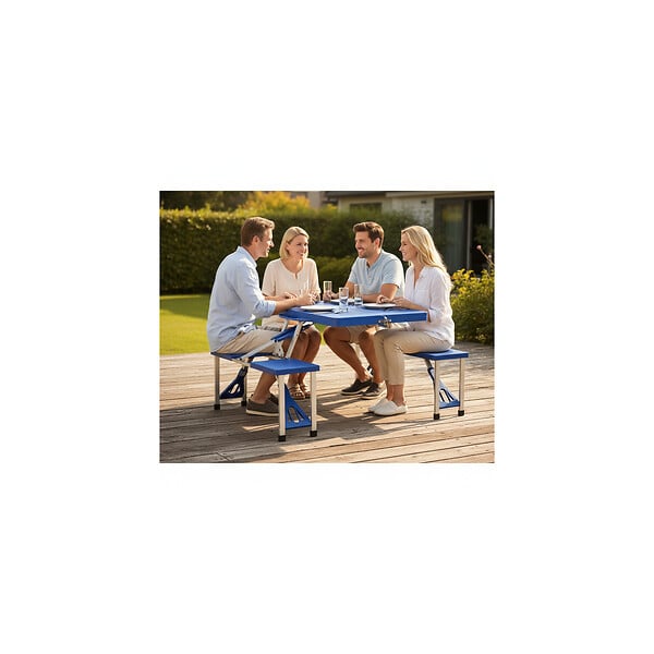 KINGCAMP - Table de camping - 4 personnes - Avec banc inclus - large