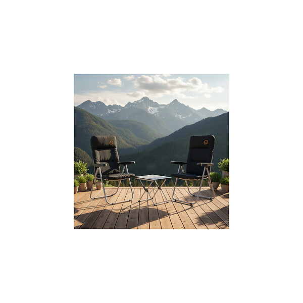 O'CAMP - Lot de 2 fauteuils de camping confort pliables - Multipositions - 70 x 62 x 105 cm - large