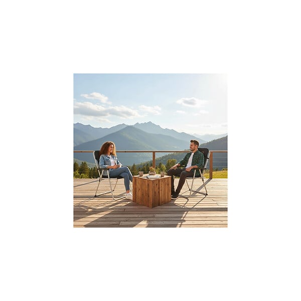 O'CAMP - Lot de 2 fauteuils piccolo de camping pliables - Noir - Dimensions : 57 x 55 x 80 cm - large