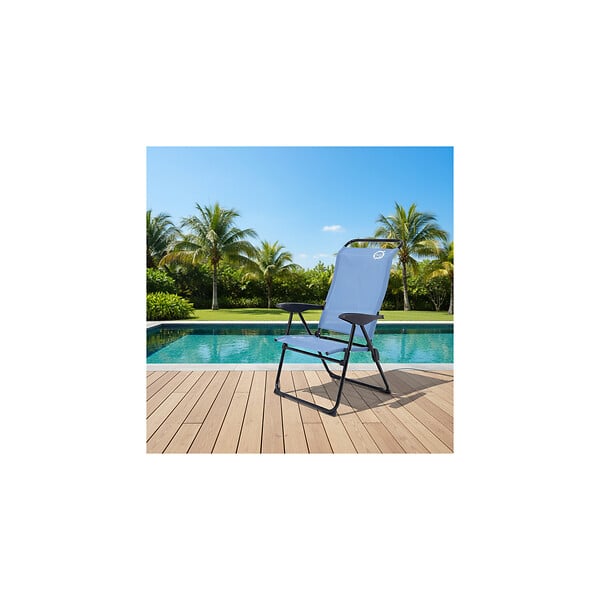 O'CAMP - Fauteuil de camping 5 positions pliable - Bleu - Dimensions : 70 x 62 x 105 cm - large