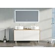 DISTRIBAIN - Meuble double vasque VENEZIA Bois Naturel et Blanc mat (sans miroir) - vignette