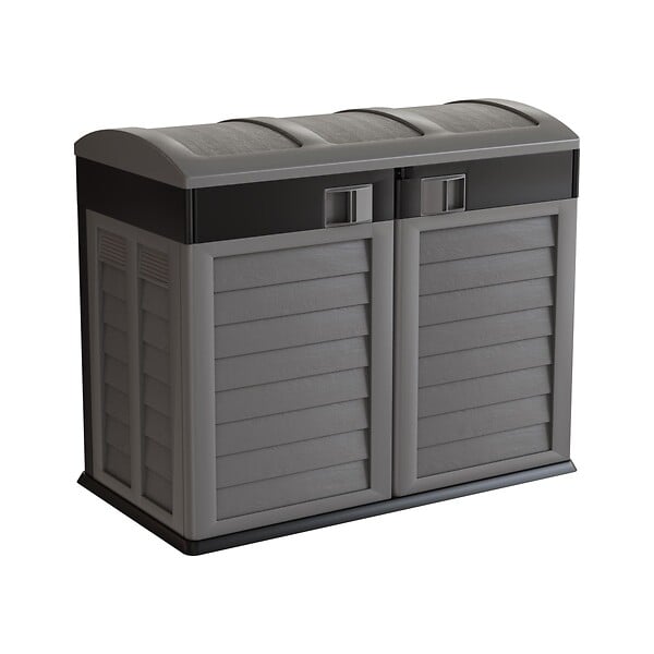 INTEC - Cache Poubelles 2 portes Gris - Tri sélectif Extérieur - Abri Poubelle Design pour Terrasse et Jardin 1500L INTEC - large
