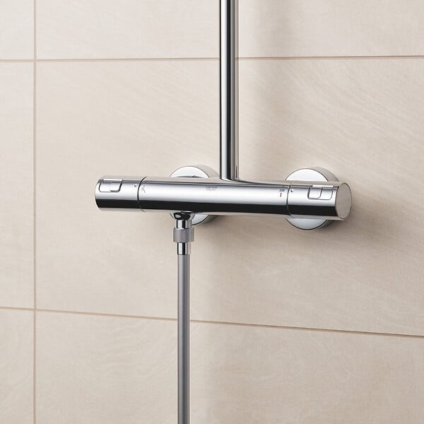 GROHE - Colonne de douche thermostatique XXL Cube 250 + Douchette 2 jets, Chrome (26696022) - large