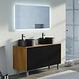 DISTRIBAIN - Meuble double vasque VENEZIA Bois Naturel et Noir mat (sans miroir) - vignette