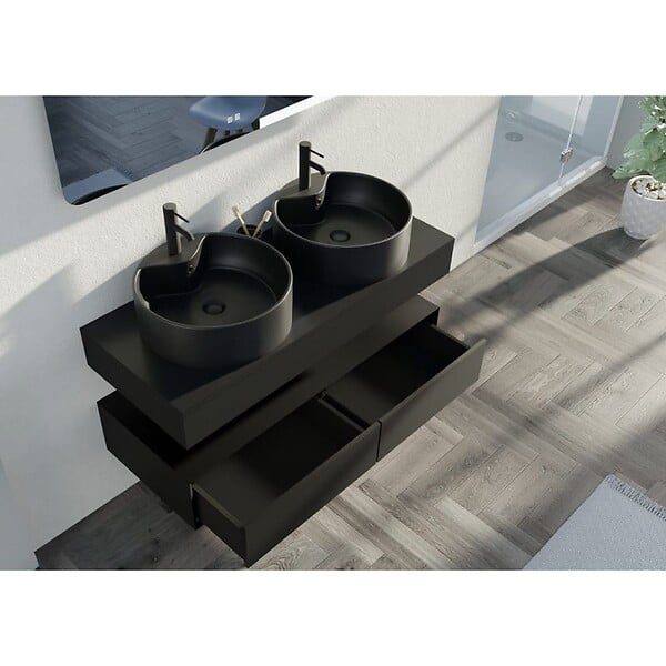 DISTRIBAIN - Meuble de salle de bain FABRIANO 1200 Noir mat - large