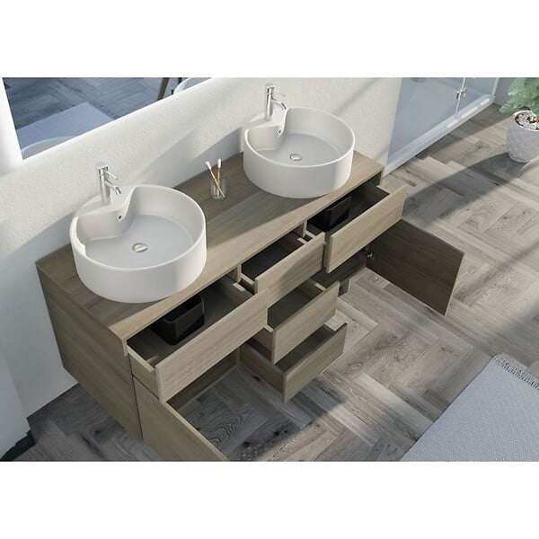 DISTRIBAIN - Meuble double vasque VENEZIA Scandinave (sans miroir) - large
