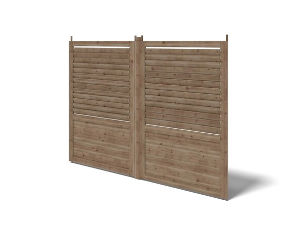 ALTANKA - Clôture, panneaux bois persiennés, ensemble - imprégné en brun - DOM703 - large