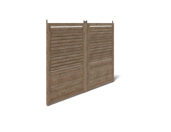 ALTANKA - Clôture, panneaux bois persiennés, ensemble - imprégné en brun - DOM703 - large
