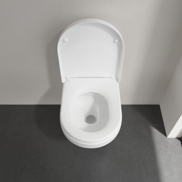 VILLEROY ET BOCH - Pack WC suspendu sans bride  Architectura Directflush + abattant + plaque blanche + bâti  + Tabouret blanc - large