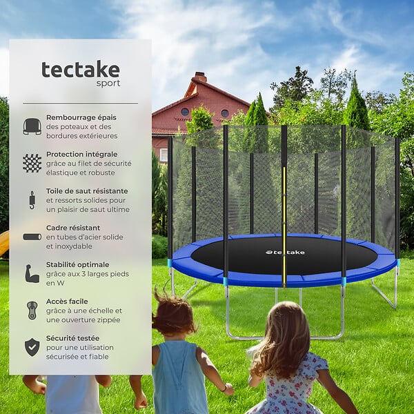 TECTAKE - Trampoline modèle B noir/bleu - large