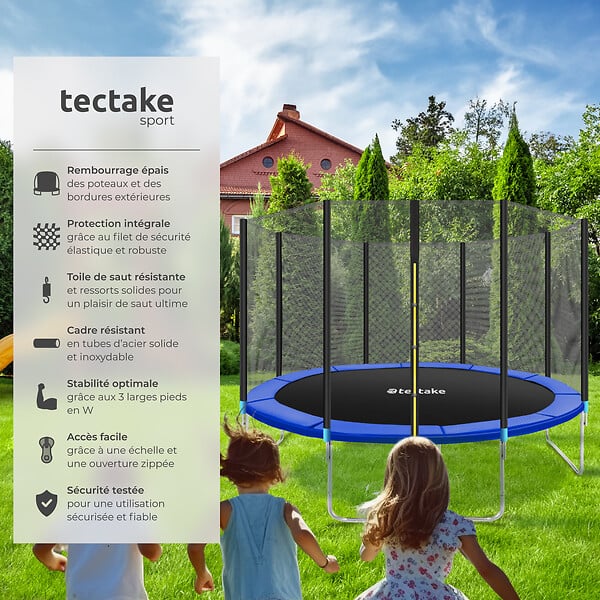 TECTAKE - Trampoline modèle B noir/bleu - large
