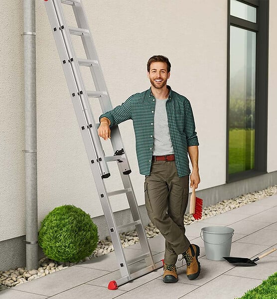 HAILO - Echelle coulissante à main 2 plans 2x18 échelons 8,8m/9,5m en aluminium Hailo ProfiStep Duo - large