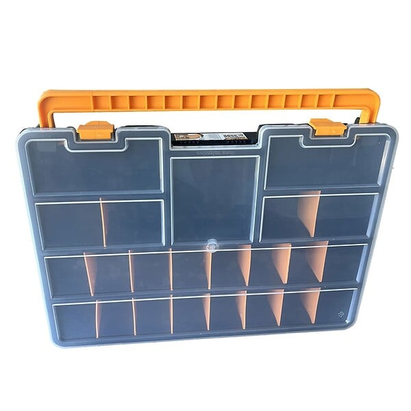 INTEC - Boîte de rangement professionnelle Organiseur 23 compartiments amovibles Noir Orange 44.3 x 31.7 x 8 cm (L x l x h) INTEC - large