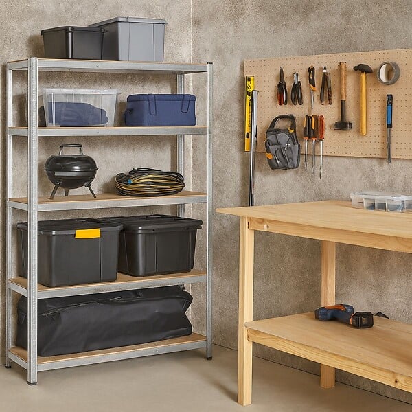 BRIXO - Etagère de Garage 5 tablettes Bois MDF 120xP45xH180 cm Charges lourdes 300Kg Structure Acier Rangement Rayonnage BRIXO - large