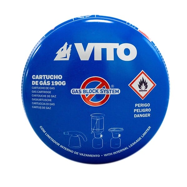 VITO - Pack de 12 Cartouches gaz 190g butane perçable sécurité stop-gaz VITO - large