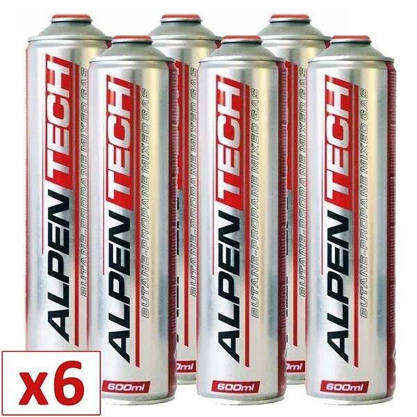 ALPENTECH - Pack de 6 Cartouches de gaz 330gr Butane propane mix 600ml Valve 7/16 ALPENTECH - large
