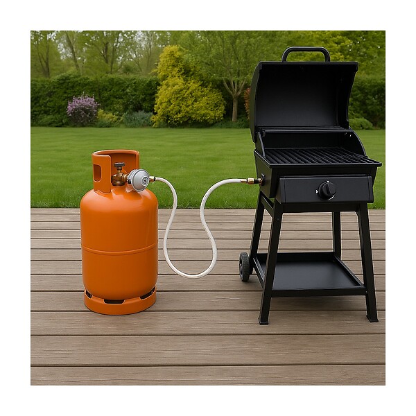 KEMPER - Tuyau Gaz Souple 2 mètres + Détendeur Propane Quick-On Valve 27mm Pack Flexible Gaz Pour Barbecue, Plancha Chauffage KEMPER - large